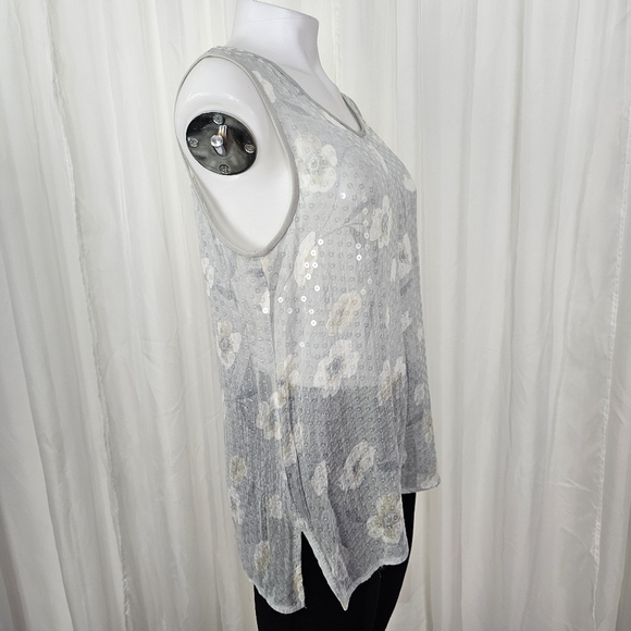 Giorgio Armani Le Collezioni sheer sequin floral print sleeveless top size 12 - Picture 5 of 8